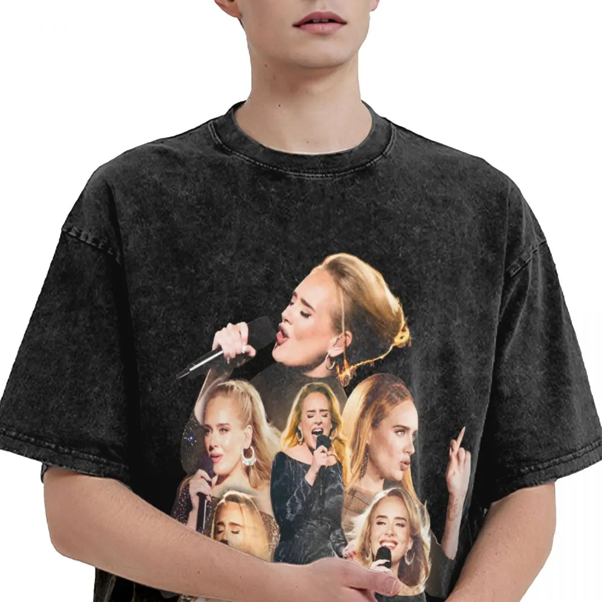 Adele Singer Poster T Shirt Music Album Hippie T Shirts Short Sleeve Streetwear Tops Summer Cotton Round Neck Oversized Tees