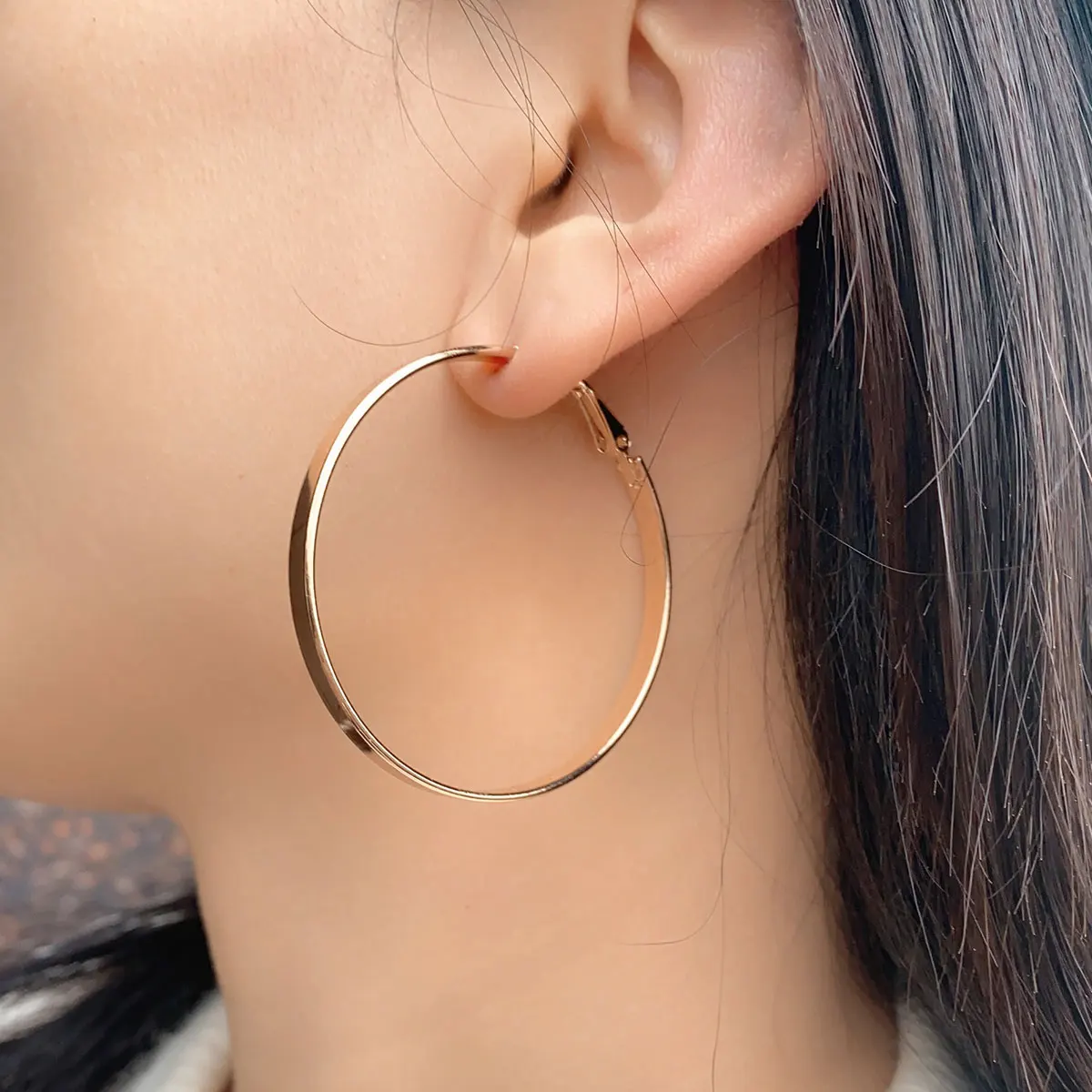 2024 Fashion Exaggerated Big Circle Hoop Earrings for Women Men Statement Jewelry Flat Circle Earrings Femme Boucles d\'oreilles