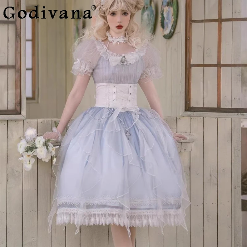 Original Design Lolita Palace Japanese Style Dress Female OP Lolita Elegant Sweet Dress Women's Summer Weet Cute Princess Dress