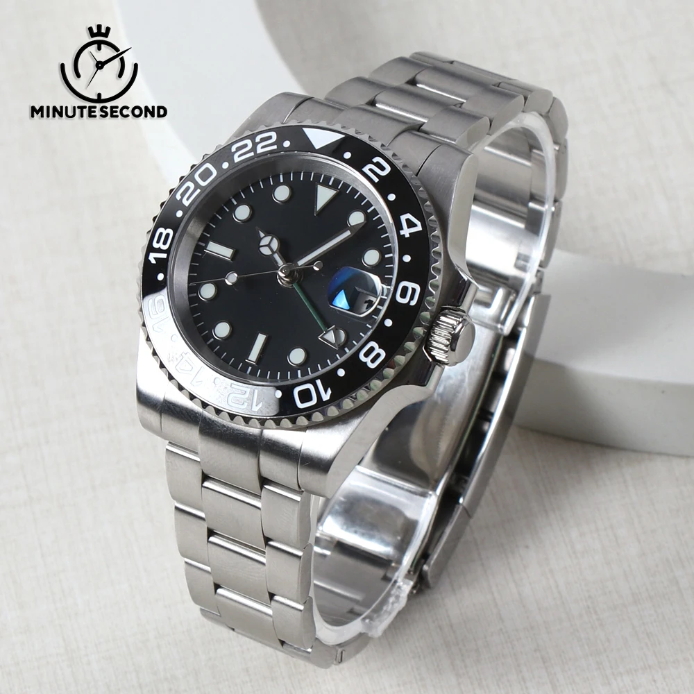 

MINUTESECOND Waterproof Modify Watch GMT Watch Mechanical Wristwatch NH34 40mm Sapphire Luminous Stainless Steel Automatic Watch