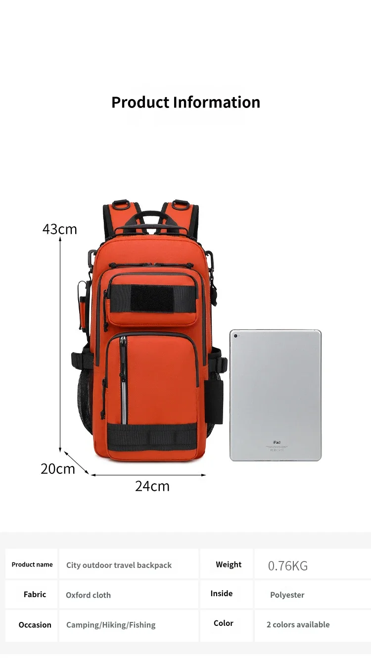 Fishing Tactical Camping Backpack Outdoor Sports Bag Hiking Molle Fish Lure Accessories Tackle Bag for Men Climbing Travel Bag