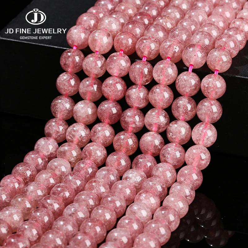 1A Natural Strawberry Quartz Round Bead Loose Spacer 6 8 10mm Pick Size For Jewelry Making Diy Necklace Bracelet Accessory