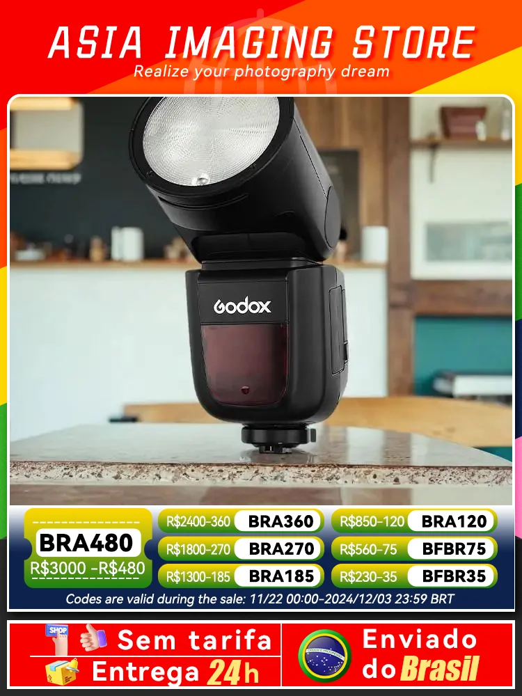 【 Do Brasil 】 Godox V1 Camera Flash Light Speedlight V1C V1N V1S TTL 2.4G HSS for DSLR Mirrorless Canon Sony Nikon Fujifilm V 1