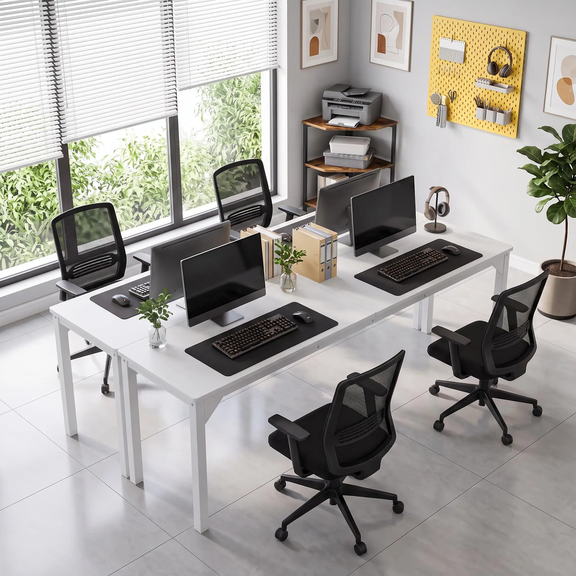 78.7 Inch Extra Long Computer Desk For 2 People, Executive Home Office Desk With Metal Frame, Large Gaming Study Table, 300 Lb Capacity