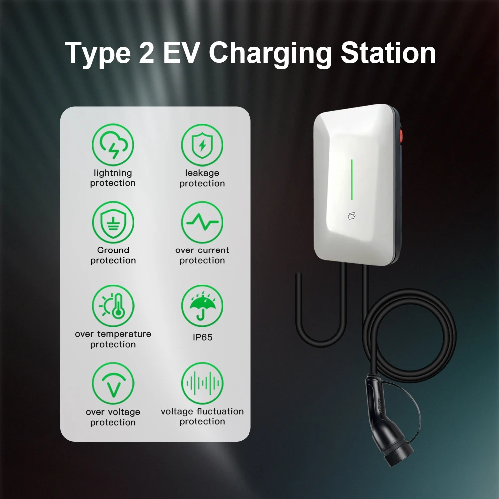 Isigma محطة شحن السيارة الكهربائية Type2 16A 11KW 5m شحن صندوق التوصيل 3 المرحلة محطة شاحن EV #3