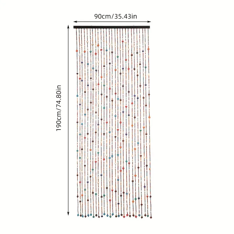 90x190cm Colorful Bamboo Wood Partition Door Curtain Rainbow 27 Strand for Living Room Bedroom Window Door Closet Screen Decor
