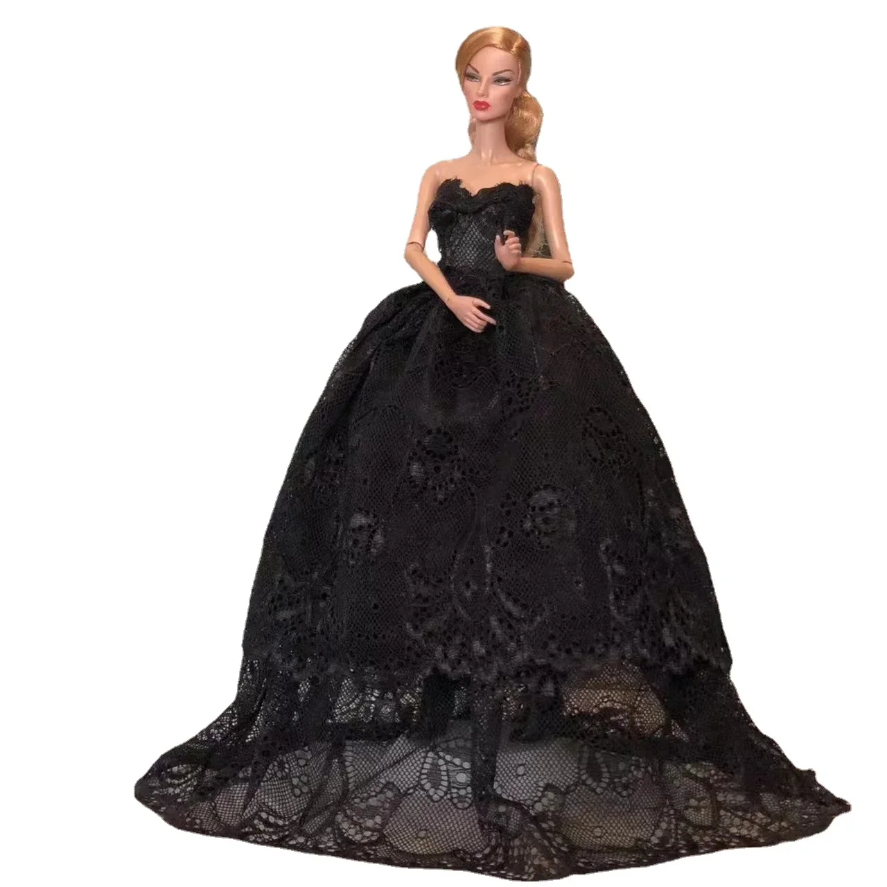 

1/6 BJD Clothing Black Floral Evening Dress For Barbie Doll Clothes For Barbie Accessories Wedding Gown 11.5" Dollhouse Outfits