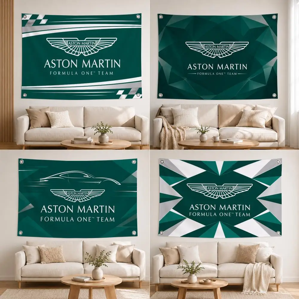 Automotive Brand Aston Martin Flags Home Yard Garden Wall Hanging Flag Indoor Outdoor Banner Decor for Patio Backdrop Art