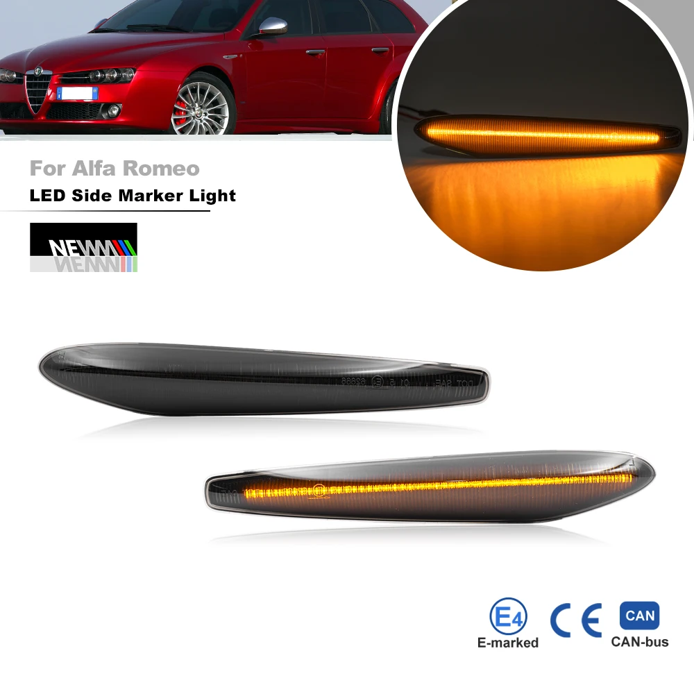 Gerookte LED Richtingaanwijzer Voor Alfa Romeo 159 Sportwagon Brera Spider 939, Canbus Spatbord Oogkleppen Lamp Geen Flikkering Zijmarkeringen