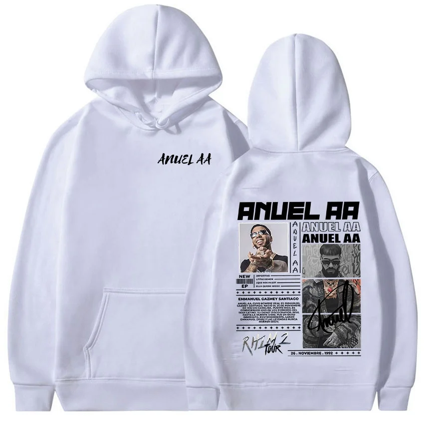 مغني الراب Anuel AA Rhlm 2 جولة ألبوم 2025 هوديي الخريف/الشتاء الرجال النساء ريترو موضة كنزة صوفية قطنية/بلوزة قطنية البلوز الهيب هوب هوديي