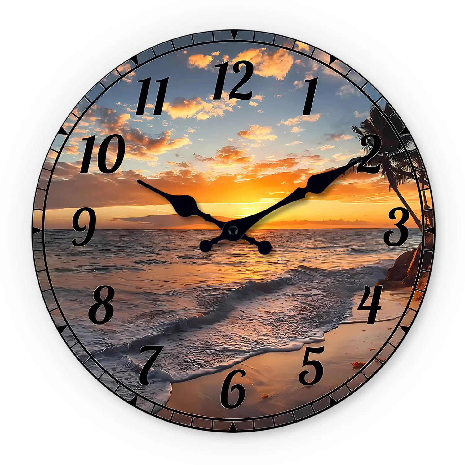 [10-14inch] 1 Wooden Patterned Wall Clock, Silent Running Timekeeping Clock, Suitable for Living Room, Bedroom, Kitchen, Hallway, Outdoor, Office Decoration | Suitable as a Gift for Friends, Valentine's Day, Easter, and Mother's Day.