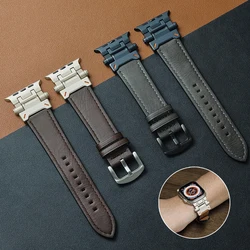 Leather Strap for Apple Watch Band Ultra 49mm 46mm 44mm 45mm 42mm Luxury Bracelet Iwatch for Series 10 9 8 7 6 SE 5 4 Watchband