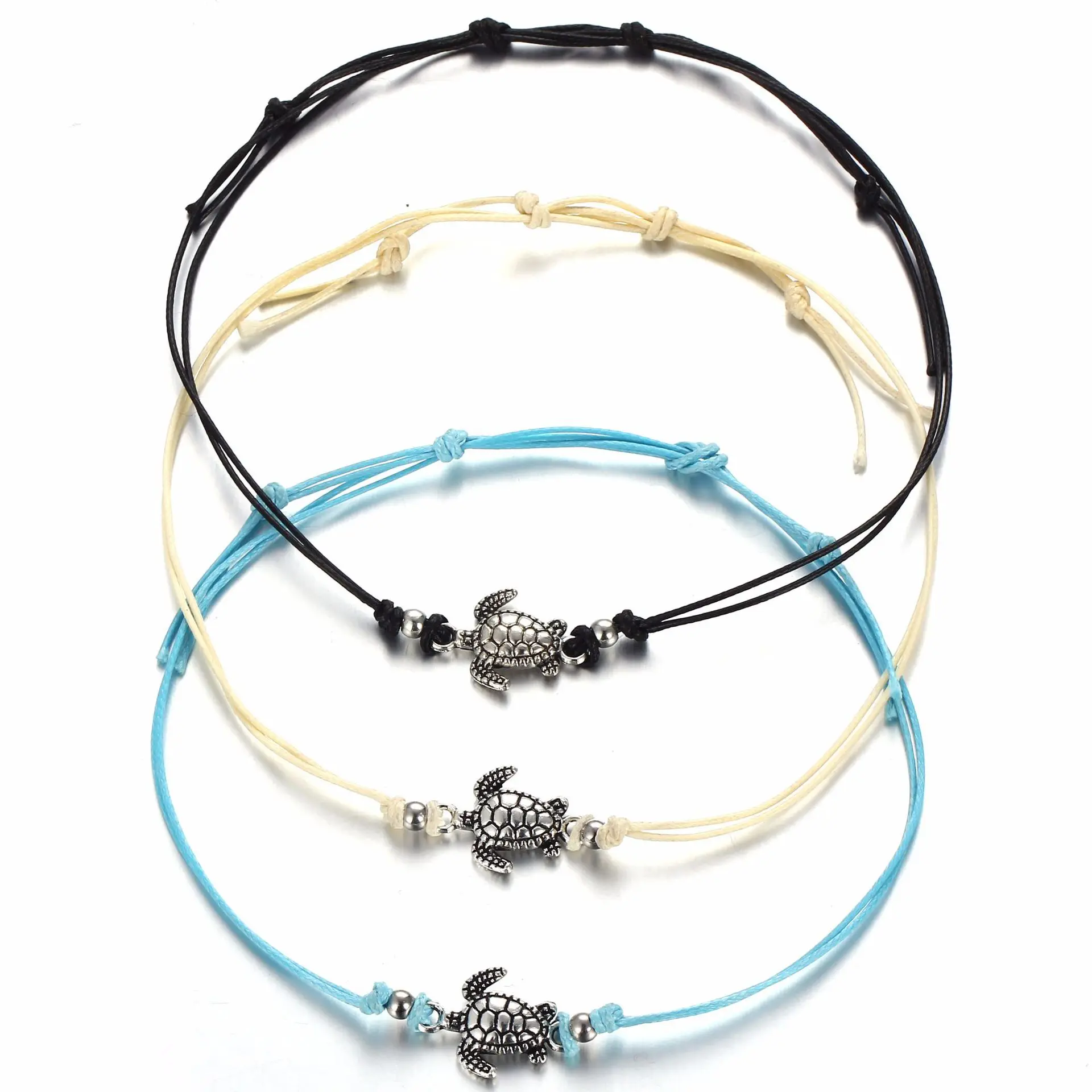 Vintage Turtle Anklets For Women Summer Beach Barefoot Crochet Sandals Ankle Bracelets On Foot Wax Rope Chain Jewelry