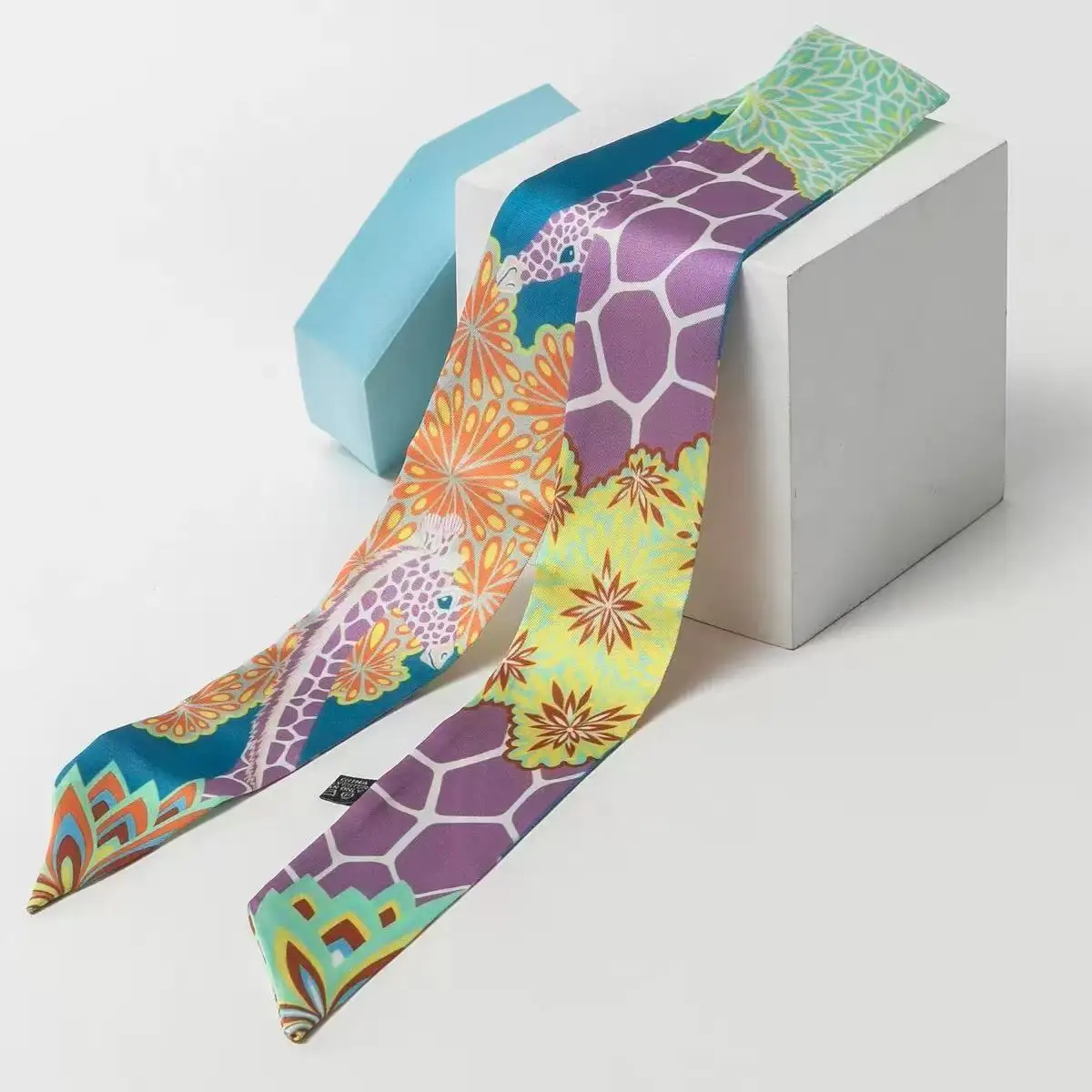 90*5 سنتيمتر غاسل الأوروبية والأمريكية الكلاسيكية الزرافة الإناث حك وشاح حريري التفاف حقيبة مقبض الشريط عقال الحرير الصغيرة #4