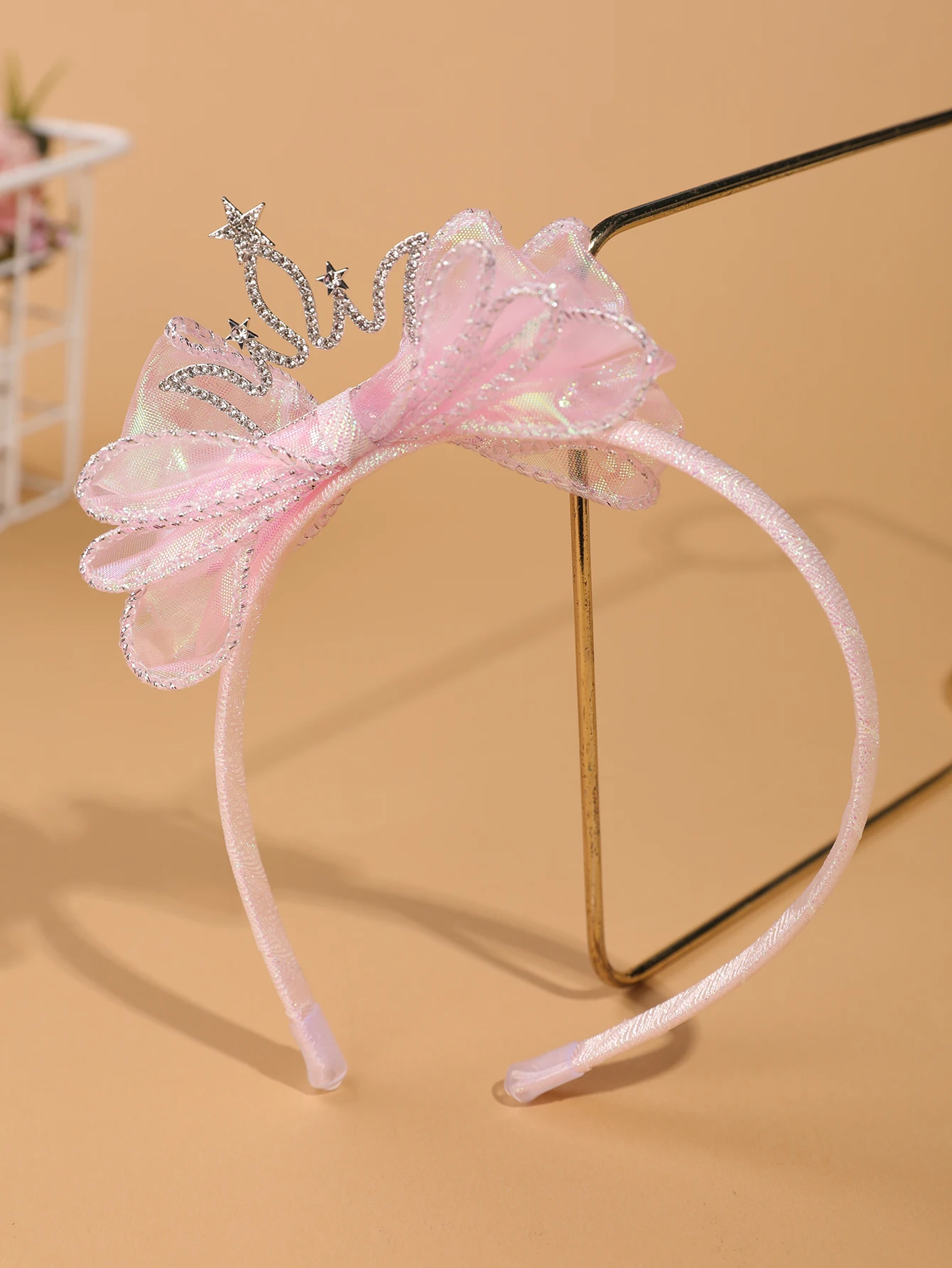 Modisches und schlichtes Kinder-Kronen-Haarband – leuchtend blaues Tüll-Haarband mit Schleife – Accessoire für Bühnenauftritte/formelle Kleider für Mädchen – Detail 13