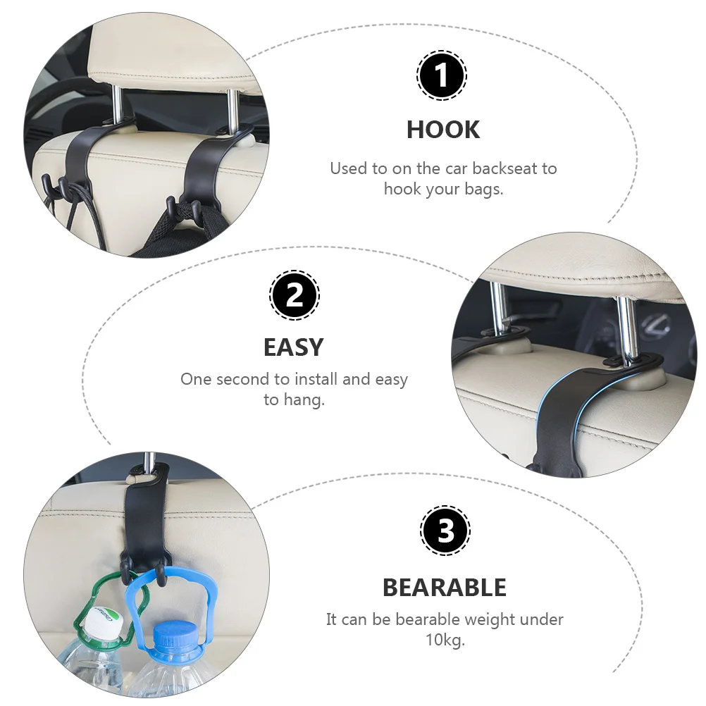 

2Pcs Universal Car Backseat Hooks Multifunctional Durable ABS Auto Organizer Holder Vehicle Back Seat Hanger Heavy Weight