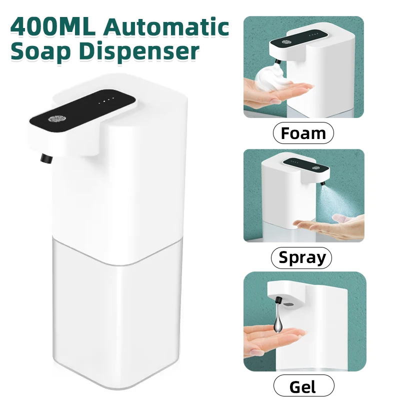 

Automatic Inductive Soap Dispenser 400ml USB Rechargeable Foam/Gel/Spray Touchless Soap Dispenser for Bathroom Kitchen Office