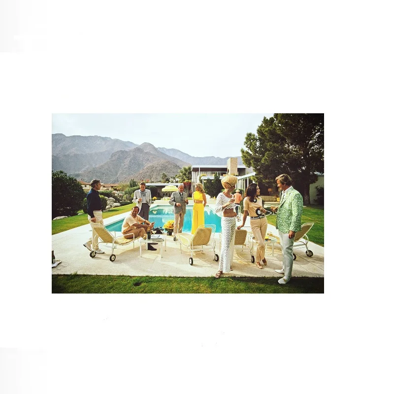 Retro Poolside Host Luxury Lifestyle By Slim Aarons, Print Art Canvas Poster, For Living Room Decor, Home Wall Picture