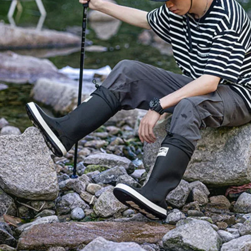 Sizes 36-44 Couples High Top Rain Shoes Anti-slip Men's Fishing Boots Car Wash Work Rain Boots New Rubber Shoe Botas Para Hombre