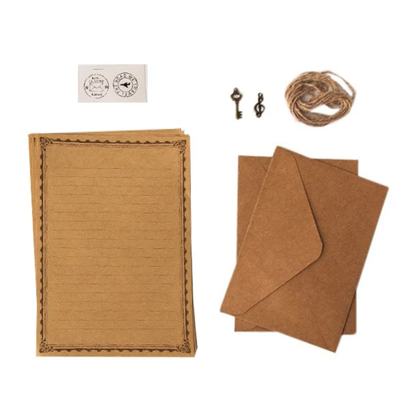 

AU61-12 Pcs Vintage Kraft Paper Writing Paper European Style Paper For Letter Writing Letter Paper Stationery