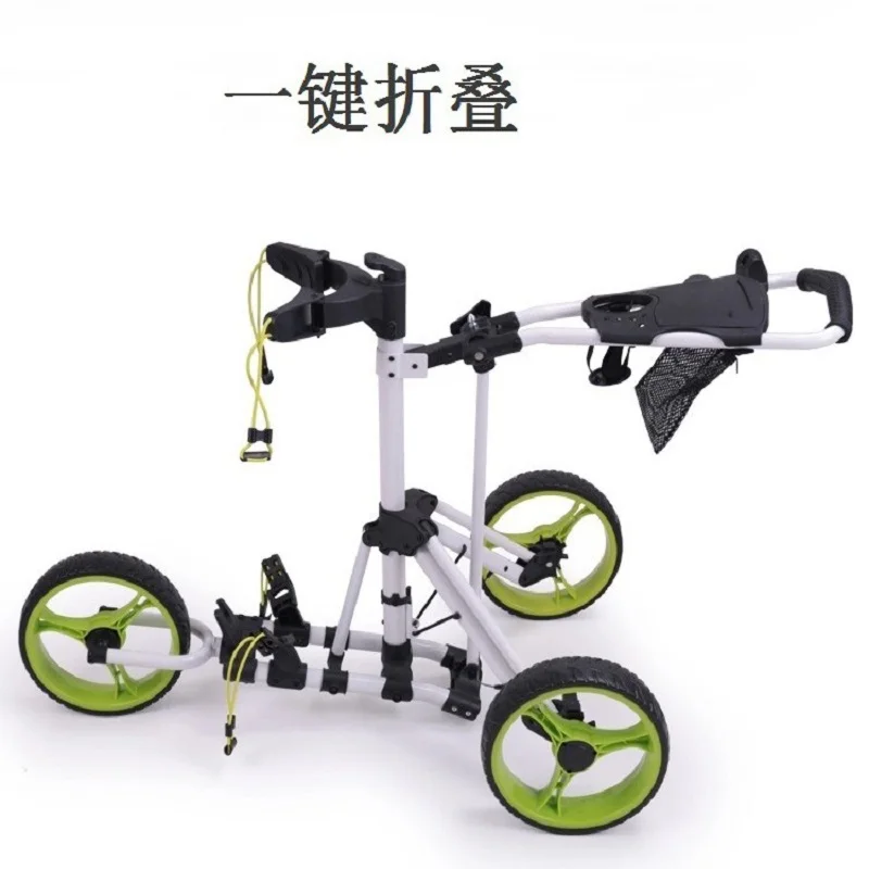 Golf Trolley 3 Wheel, Easy Open/Fold Lightweight Golf Push Cart with Umbrella and Water Holder and Foot Brake, Golf Perfect Tool