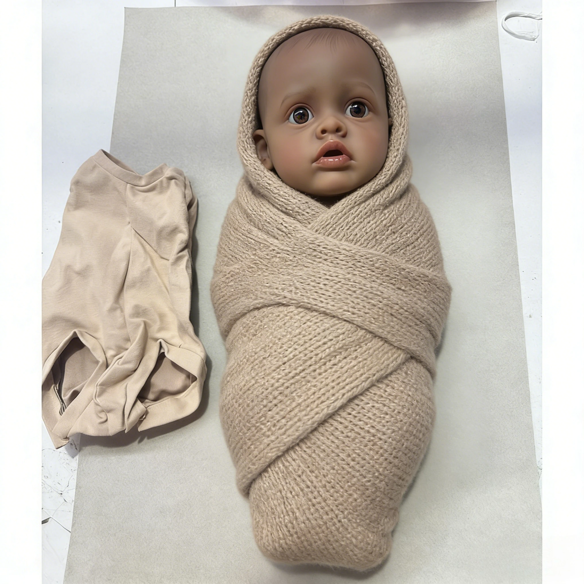 22Inch Dark Skin Benjamin Reborn Doll Kit,Handmade Unassembled Lifelike Baby Parts with Multi-Layer Painting for Collection &DIY