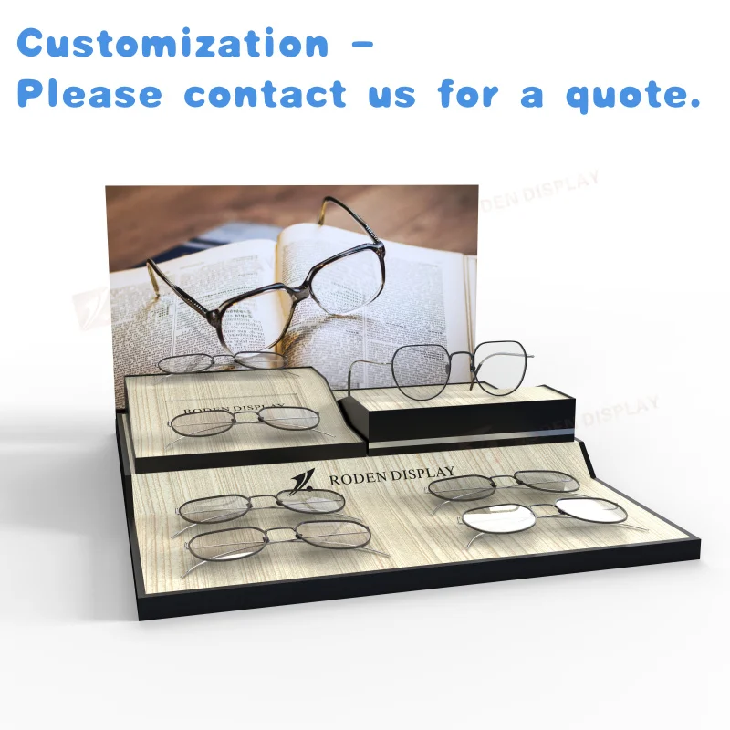 custom.New Eyewear Display Rack Optical Shop in Wood Texture