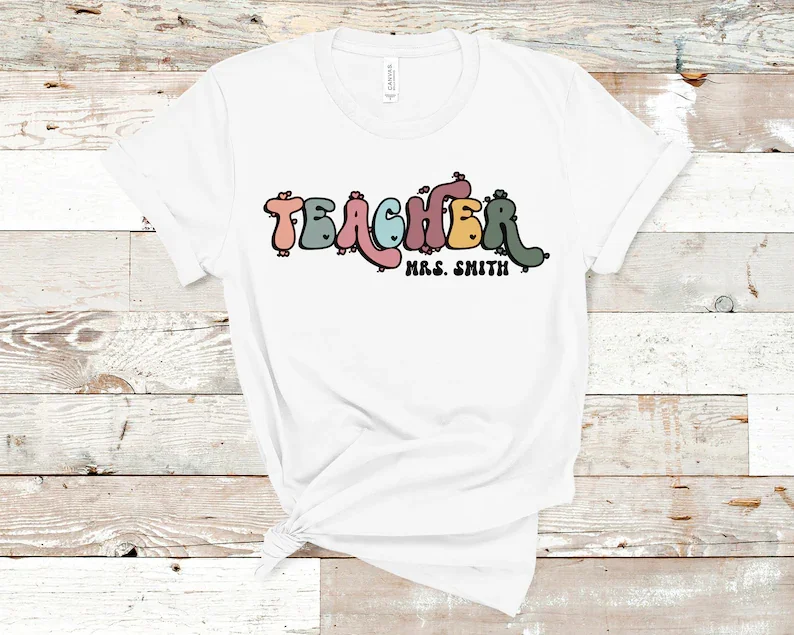 Customized Name Teacher Shirt  Personalized Name teacher shirt  Kindergarten T Shirt  Elementary T-Shirt  y2k aesthetic