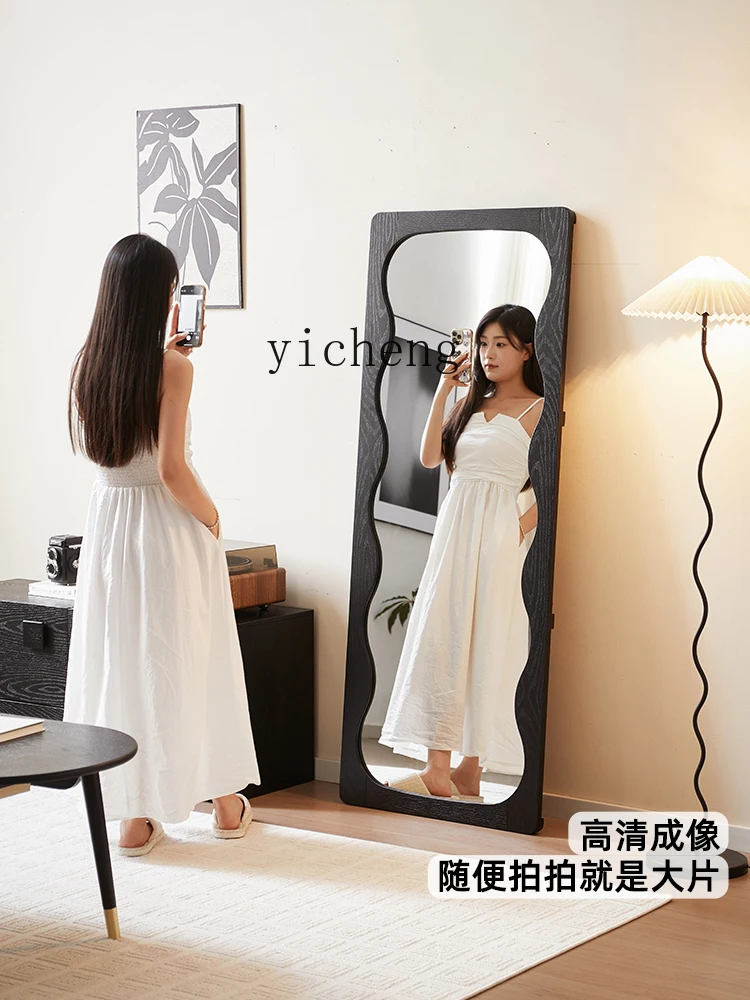 X5-1 all solid wood full-length mirror wall-mounted black full-length mirror floor-to-wall wall-mounted household bedroom