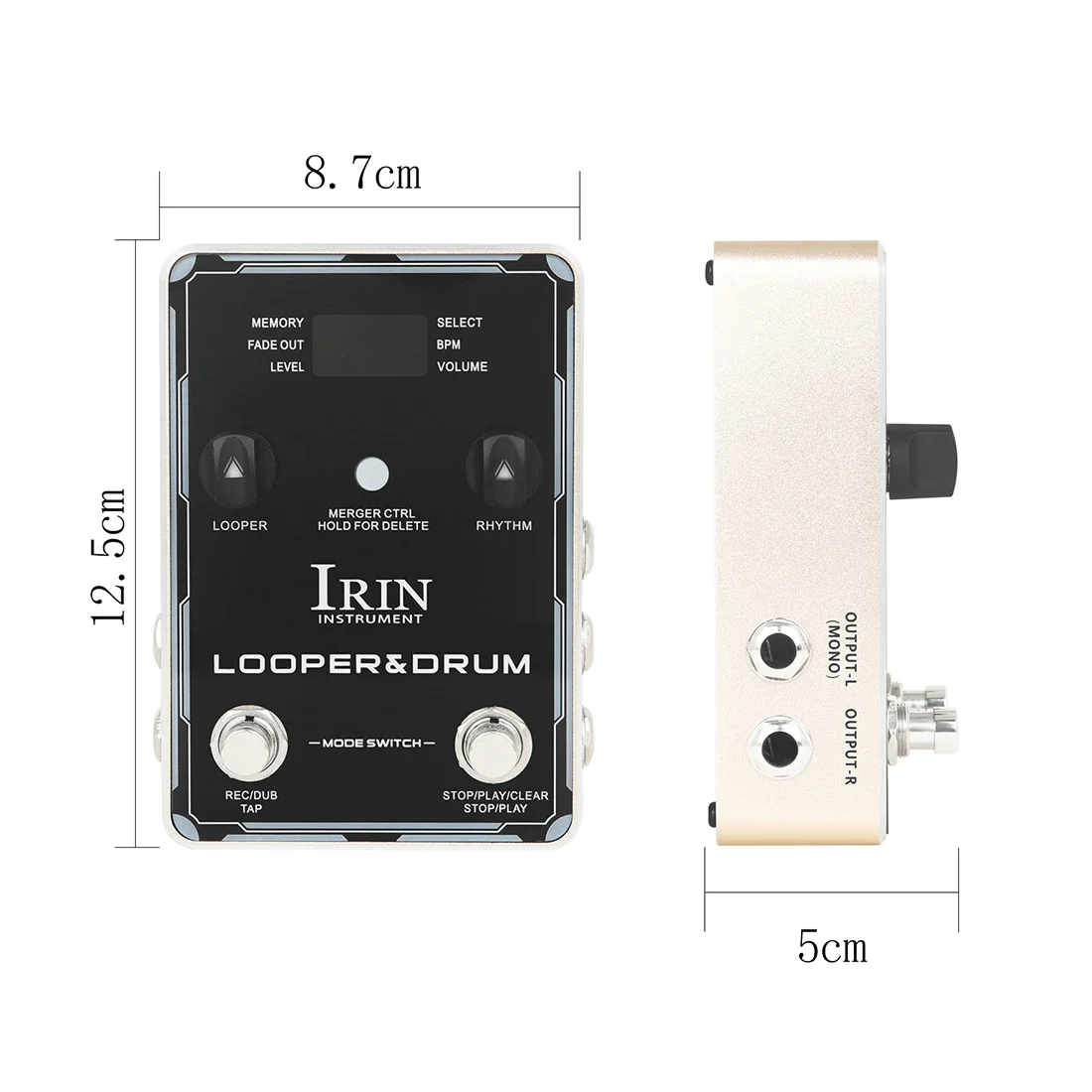 IRIN XS-04 Loop Recording Guitar Effect Pedal Looper 160 Min Recording Time 100 Drum Rhythms 10 Metronomes Guitar Accessories