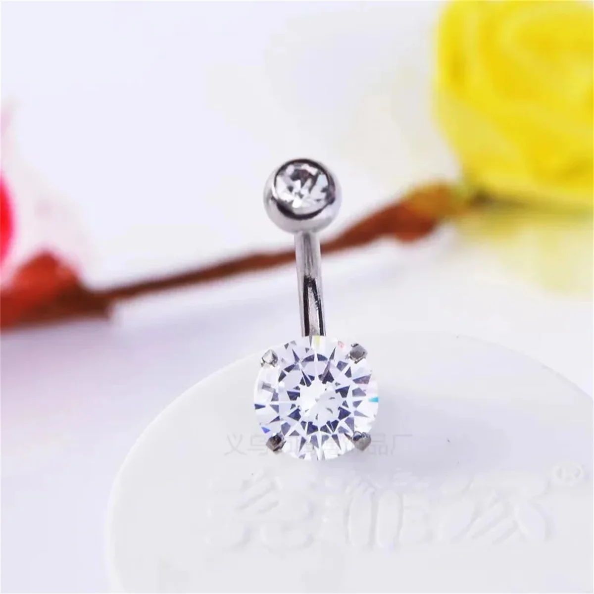 7-teiliges Nabelring-Set aus Edelstahl mit Zirkon