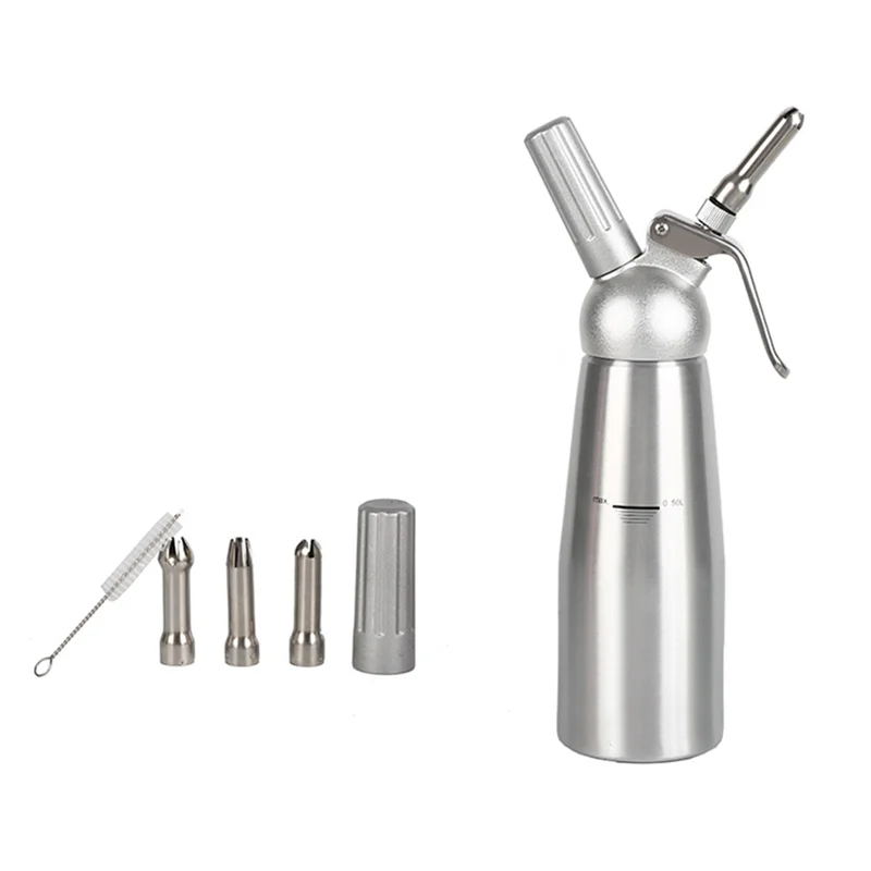 

【Superdeals】500Ml Stainless Steel Cream Foamer, Stainless Steel Cream Inlaid Vase Reusable For Baking