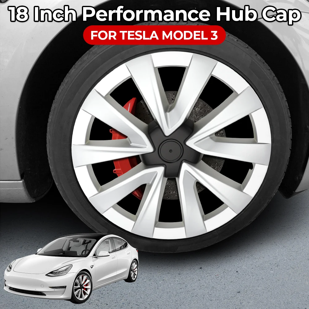 4PCS HubCap 18 Inch Performance Wheel Caps Automobile Replacemen Hub Cap Full Rim Cover For Tesla Model 3 2021-2024 Accessories