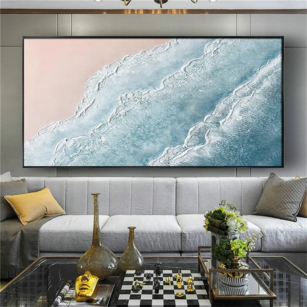 Abstract Knife Sea Boat landscape picture Handmade Oil Painting On Canvas Large Size Wall art Paintings Decor Living Room porch