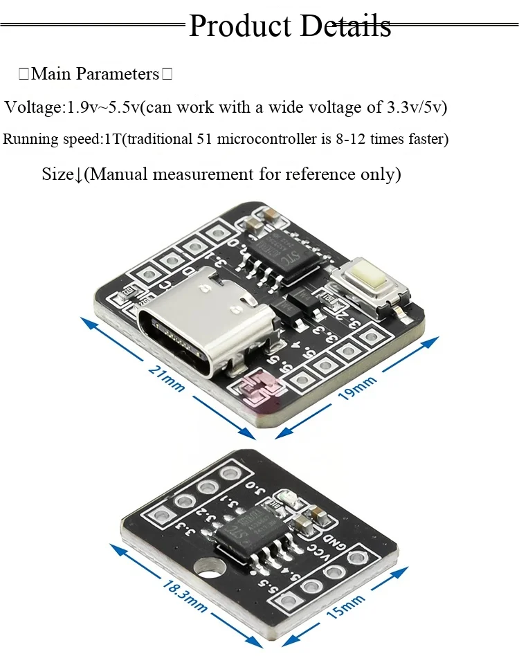 Die STC8G1K08A-Entwicklungsplatine für die Kernplatine wird mit einem ADC-Mikrocontroller, einer 51-Entwicklungsplatine und einem 8-poligen Modul geliefert. – Detail 3