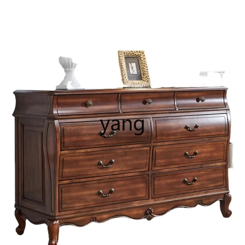 

Yjq Solid Wood Nine-Drawer Cabinet Bedroom Storage Chest of Drawer Retro Storage Cabinet