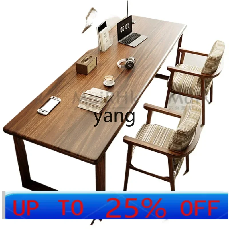 

LMM walnut sofa long desk solid wood double home wall workbench