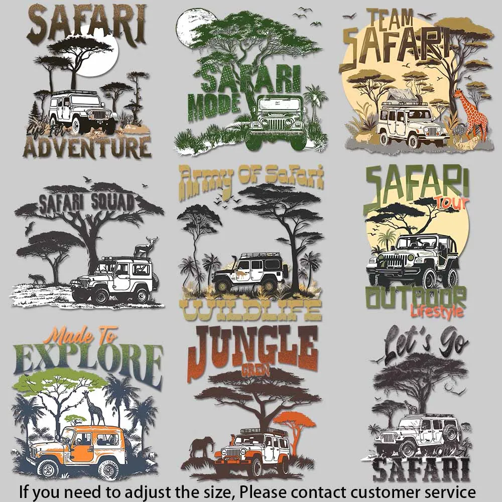 Wildlife Expedition Art African Savannah Illustrations Iron-on Transfers for Clothing Easy to Use DIY Decoration