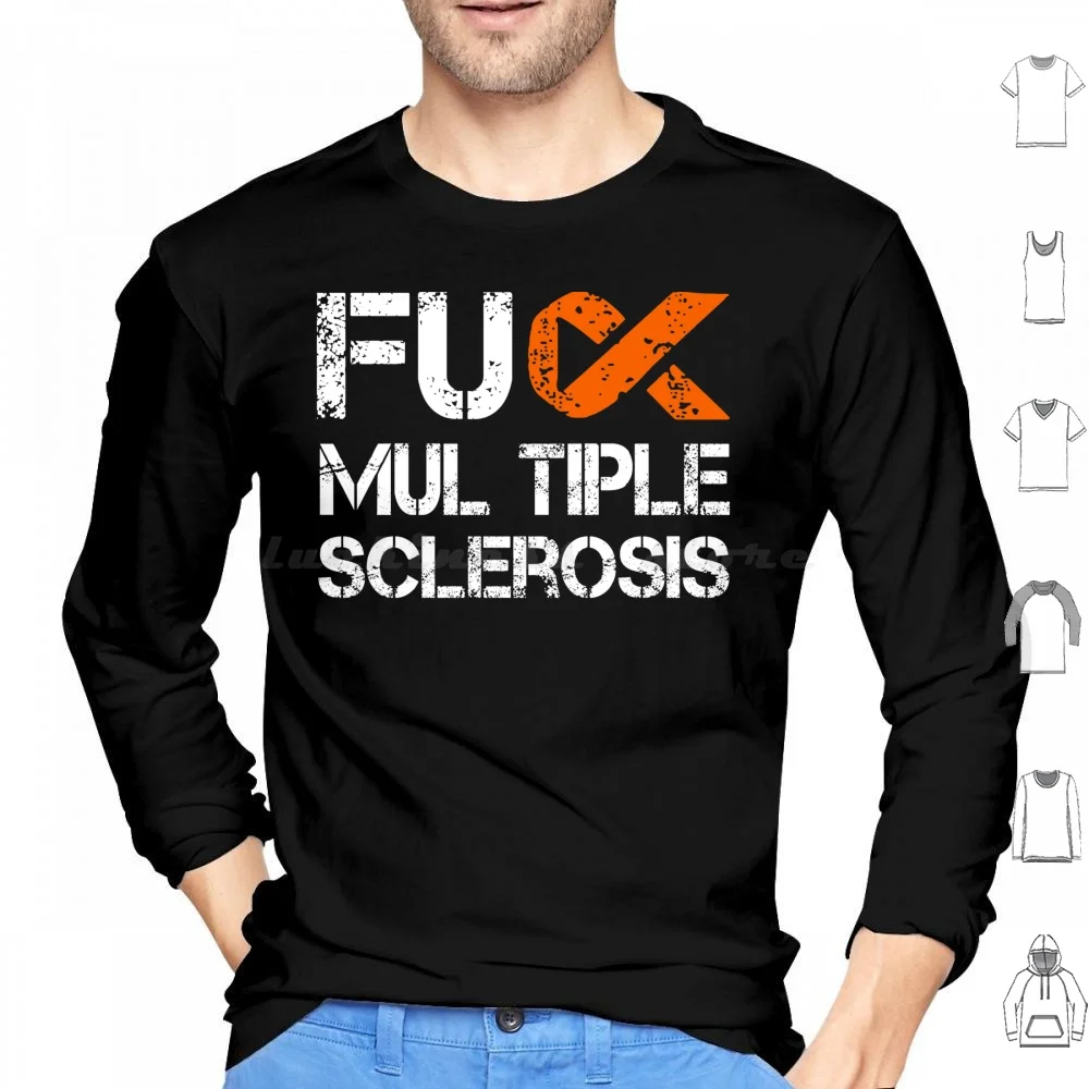 Multiple Sclerosis Support Ribbon Fight Cure Hoodie cotton Long Sleeve Multiple Sclerosis Multiple Sclerosis Long Sleeves