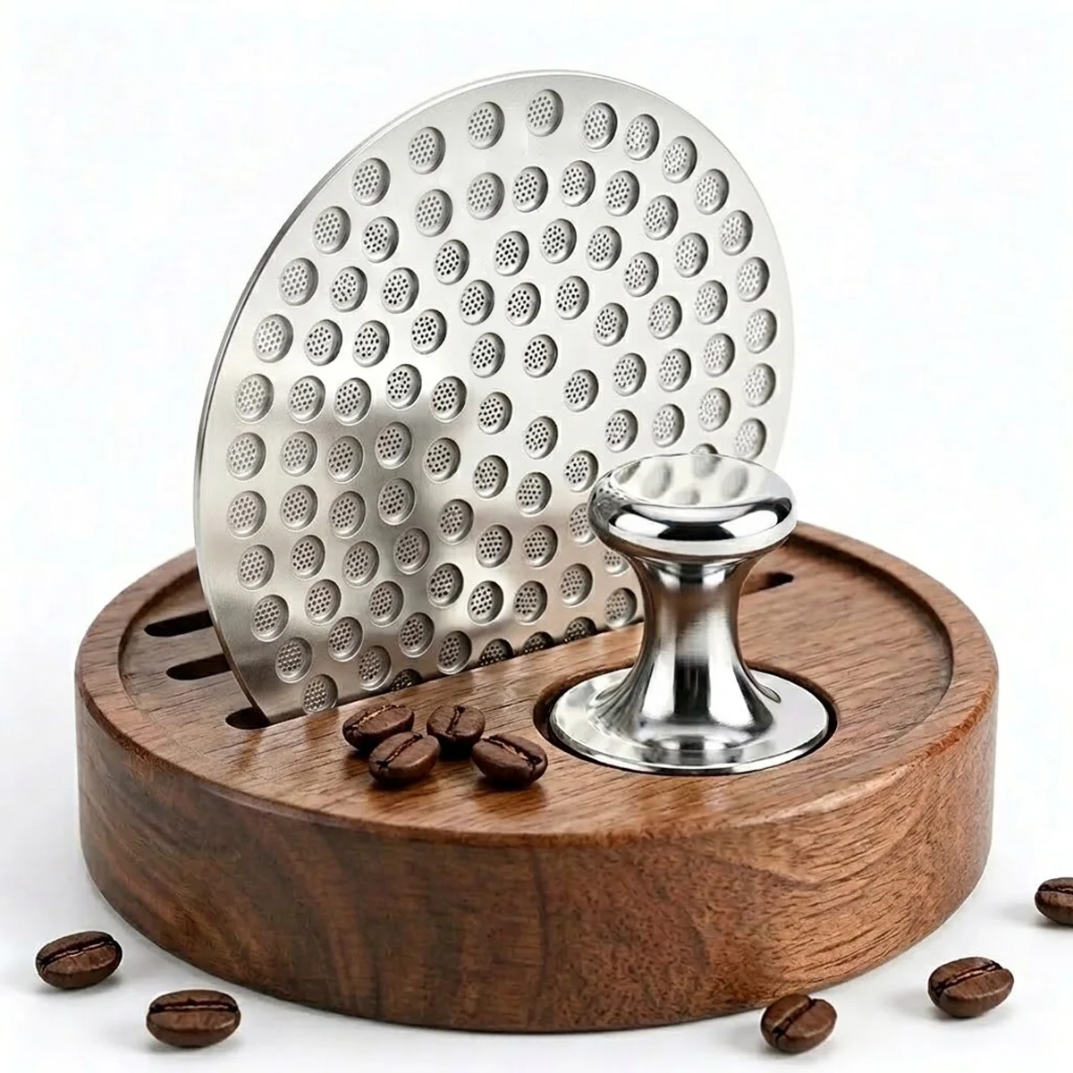 E5 58mm 1/2/3 Pcs Espresso Puck Screen with Magnetic Pickup Tool and Storage Stand Stainless Steel Reusable Coffee Storage Base