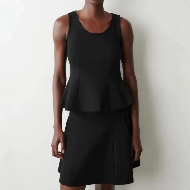 Maxdutti Southern France Lazy Minimalist Slim Fit Round Neck Spliced Knitted Top Summer Mini Skirt Set Women's Skirt Woman Cloth