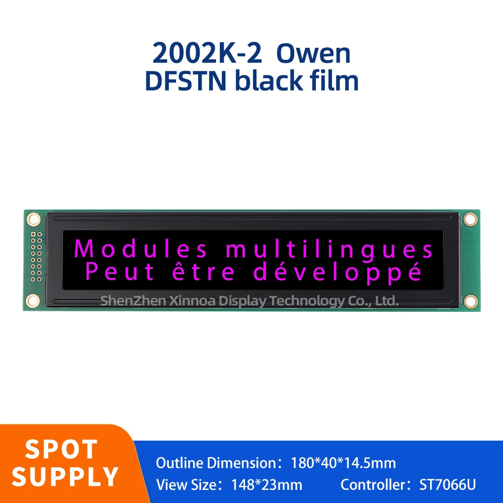 

LED Backlit White Text 51 Microcontroller STM32 180*40MM DFSTN Black Film Purple Letters European 2002K-2 Character LCD Module