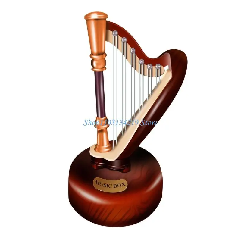 N5KC Retro Clockworks Mechanism Wind Up Musical Box Desk Ornament Violin Music Box