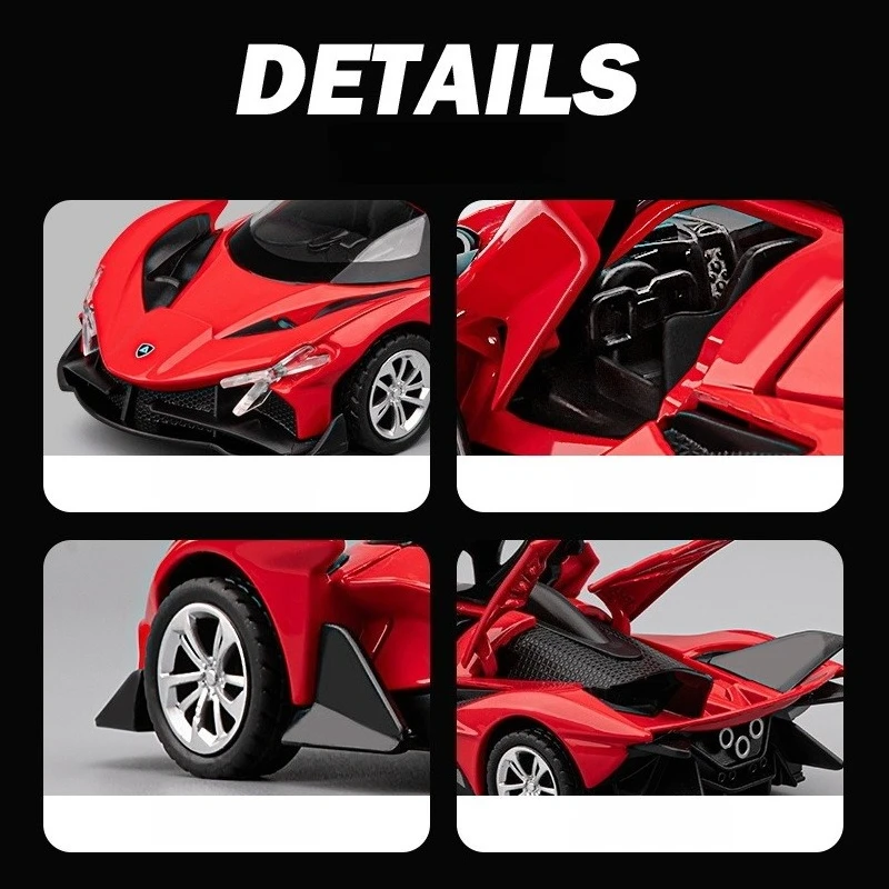 1:36 아폴로 프로젝트 EVO Supercar 시뮬레이션 다이캐스트 금속 합금 모델 자동차 사운드 라이트 풀백 컬렉션 어린이 장난감 선물