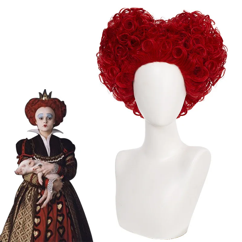 Red Heart-Shaped Tiger Clip-on Cosplay Mirror Red Queen Wig