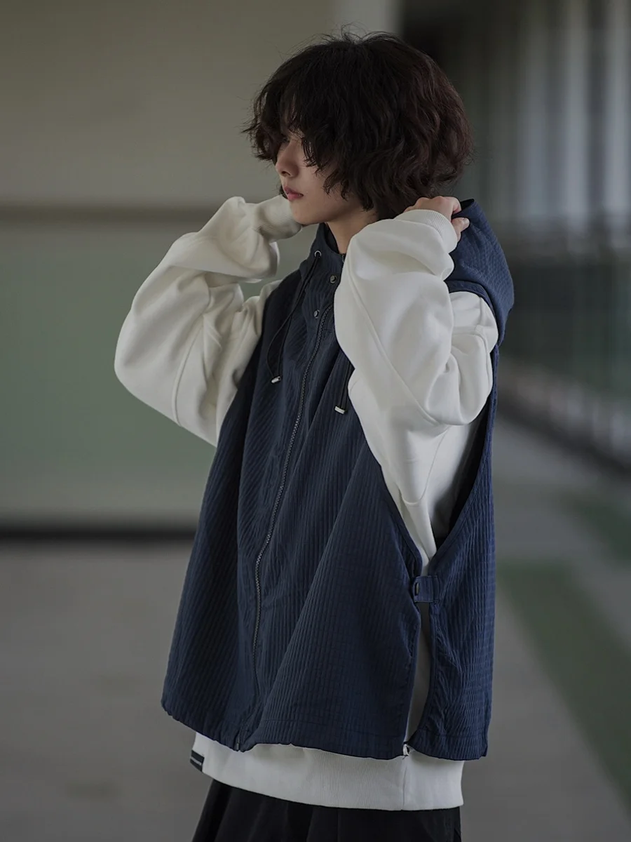 

Мужской жилет с капюшоном в японском ретро-стиле, свободного кроя, для активного отдыха, повседневный, рабочий, весенне-осенний, сезонный