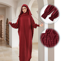 New Modal Muslim Hijab Abaya with Hooded Robe Long Sleeve Khimar Dress Girls Kaftan Dubai Islam Prayer Clothing with Straps