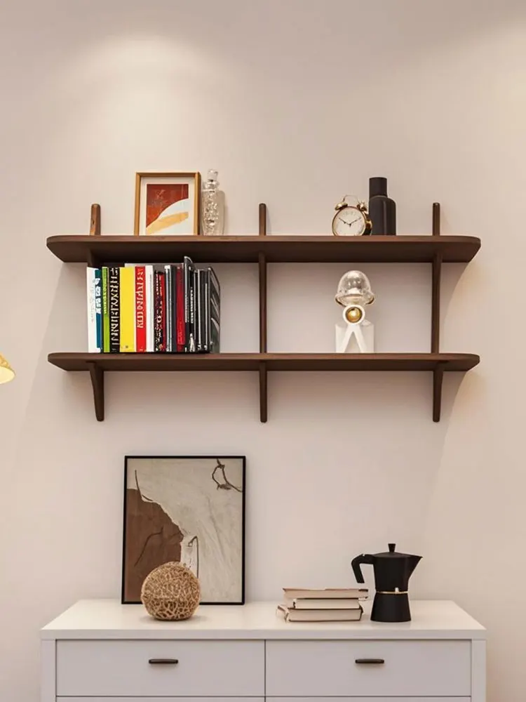 #Tic-tac-toe suspended shelf medium antique solid wood bookshelf wall hanging wall lattice bookcase wall storage locker