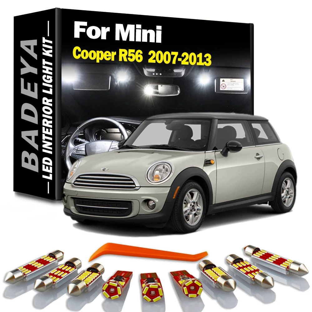 14Pcs Canbus LED Interior Vanity Mirror Roof Light Kit For Mini R56 Cooper One JCW 2007 2008 2009 2010 2011 2012 2013 Car Bulbs