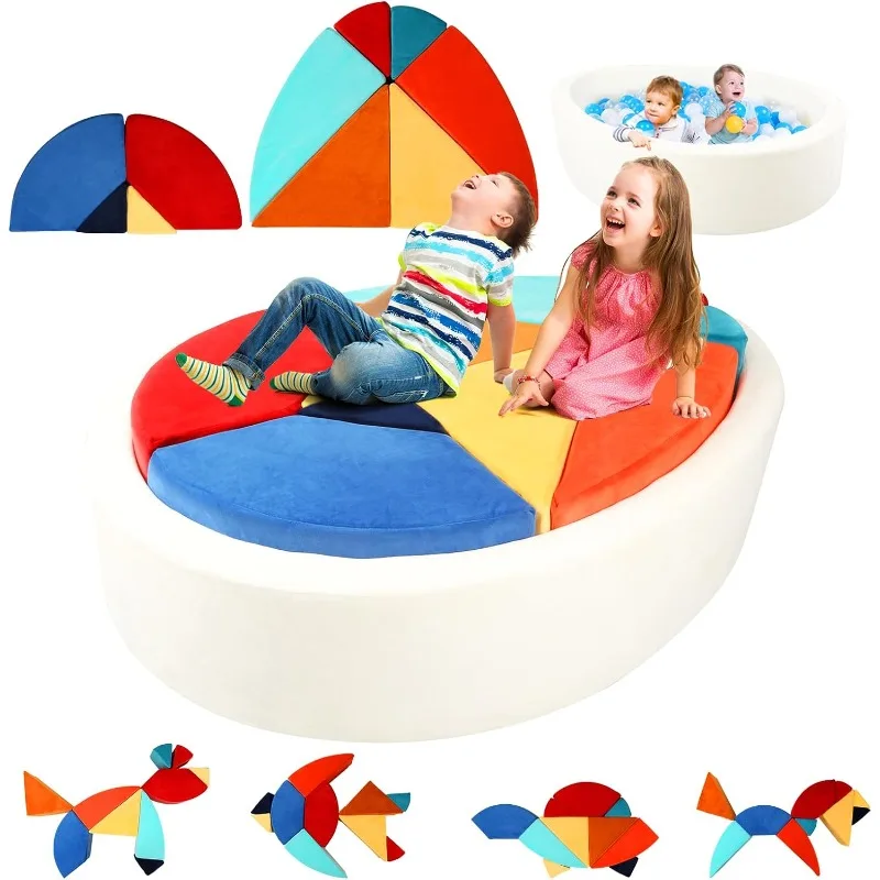 

Play Couch, 2-in-1 Egg-Shape Plays Sofa with Unique Ball Pit(no Balls Included), Tangram Puzzle Play Couch for
